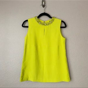 Miu Miu Bright Yellow Chartreuse Beaded Blouse